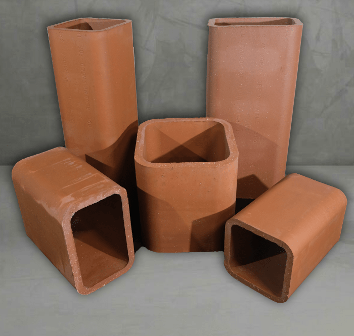 Five chimney flues in various sizes.