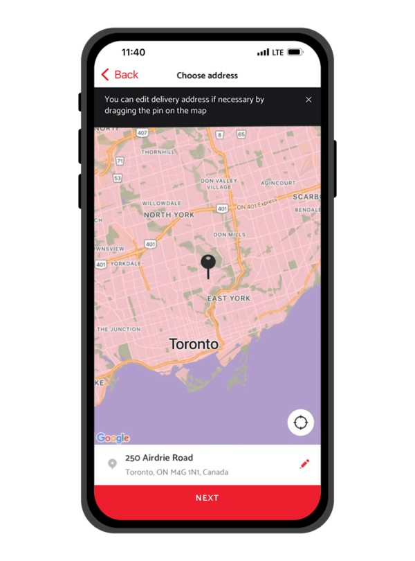Kreitmaker App - Preview - Select delivery address